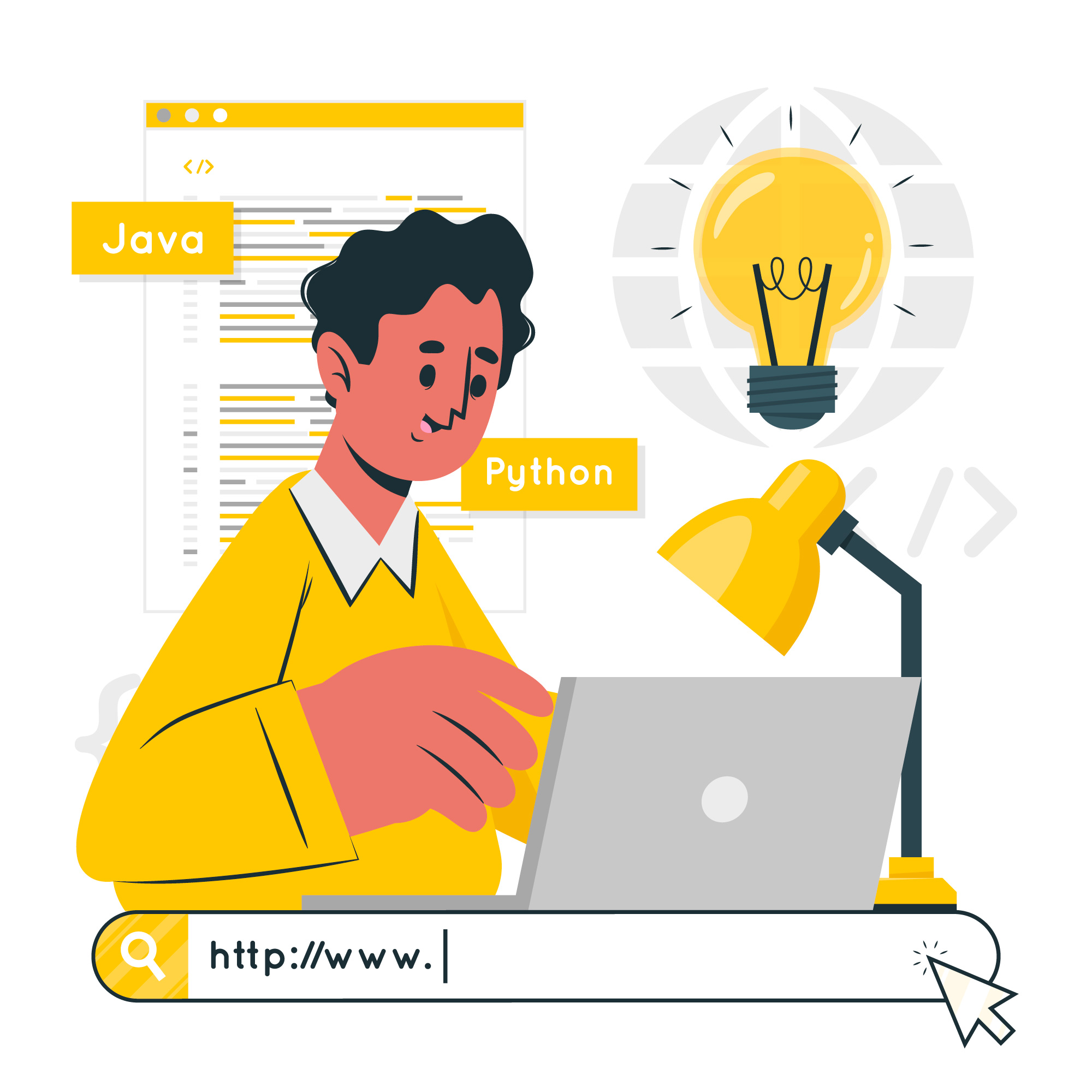 Illustration of people working together with puzzle pieces and a light bulb representing ideas and solutions